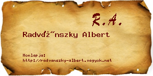 Radvánszky Albert névjegykártya