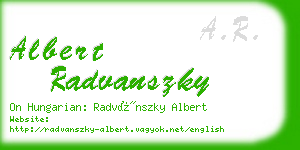 albert radvanszky business card